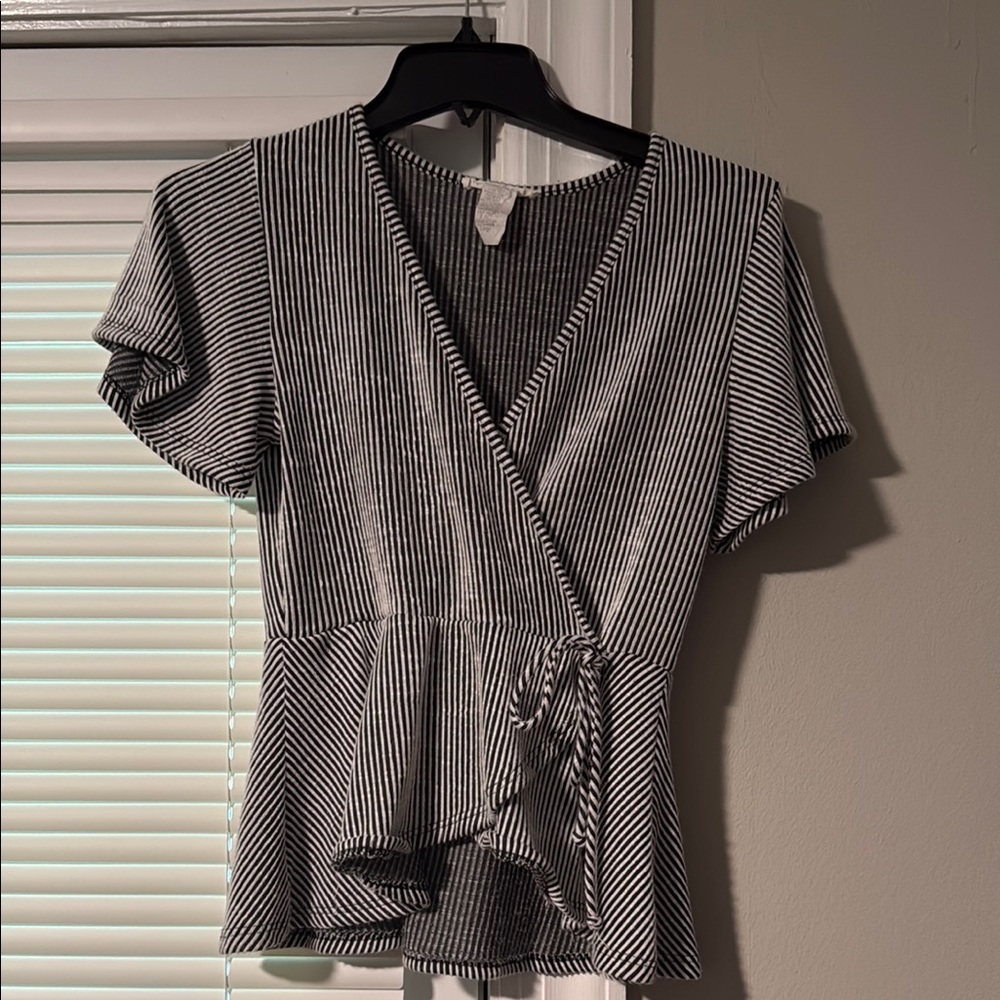 Caution To The Wind Monochrome Striped Top